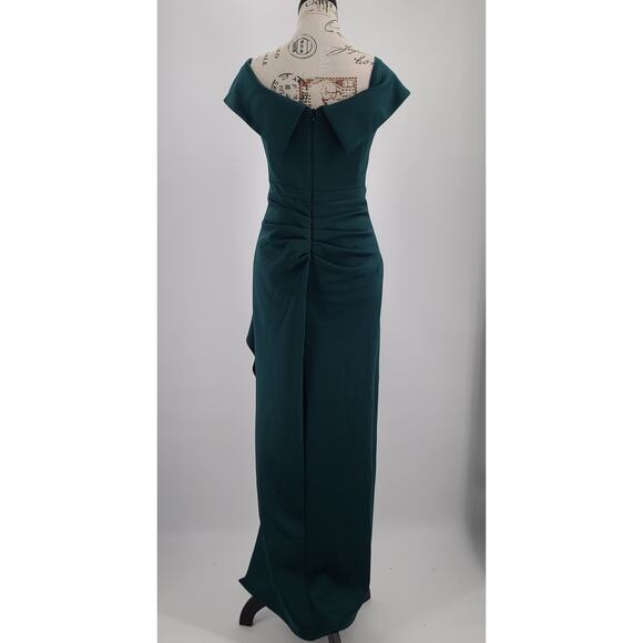 Aqua Off the shoulder Cascade gown Formal ladies green Sz 2 Wedding Party Event - Picture 3 of 9